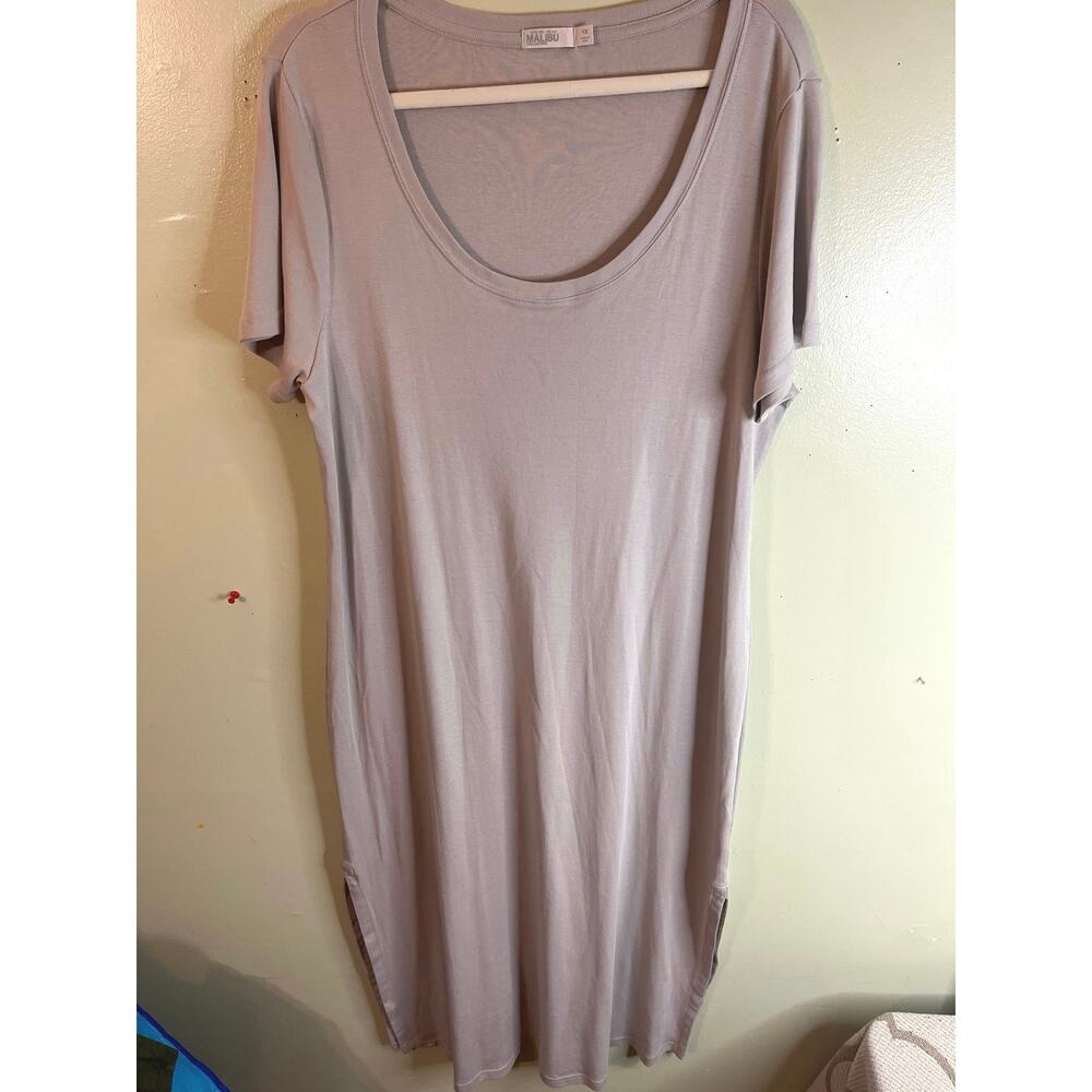 Barefoot Dreams Malibu Collection Organic Pima Cotton Gray Purple Maxi Dress 1X